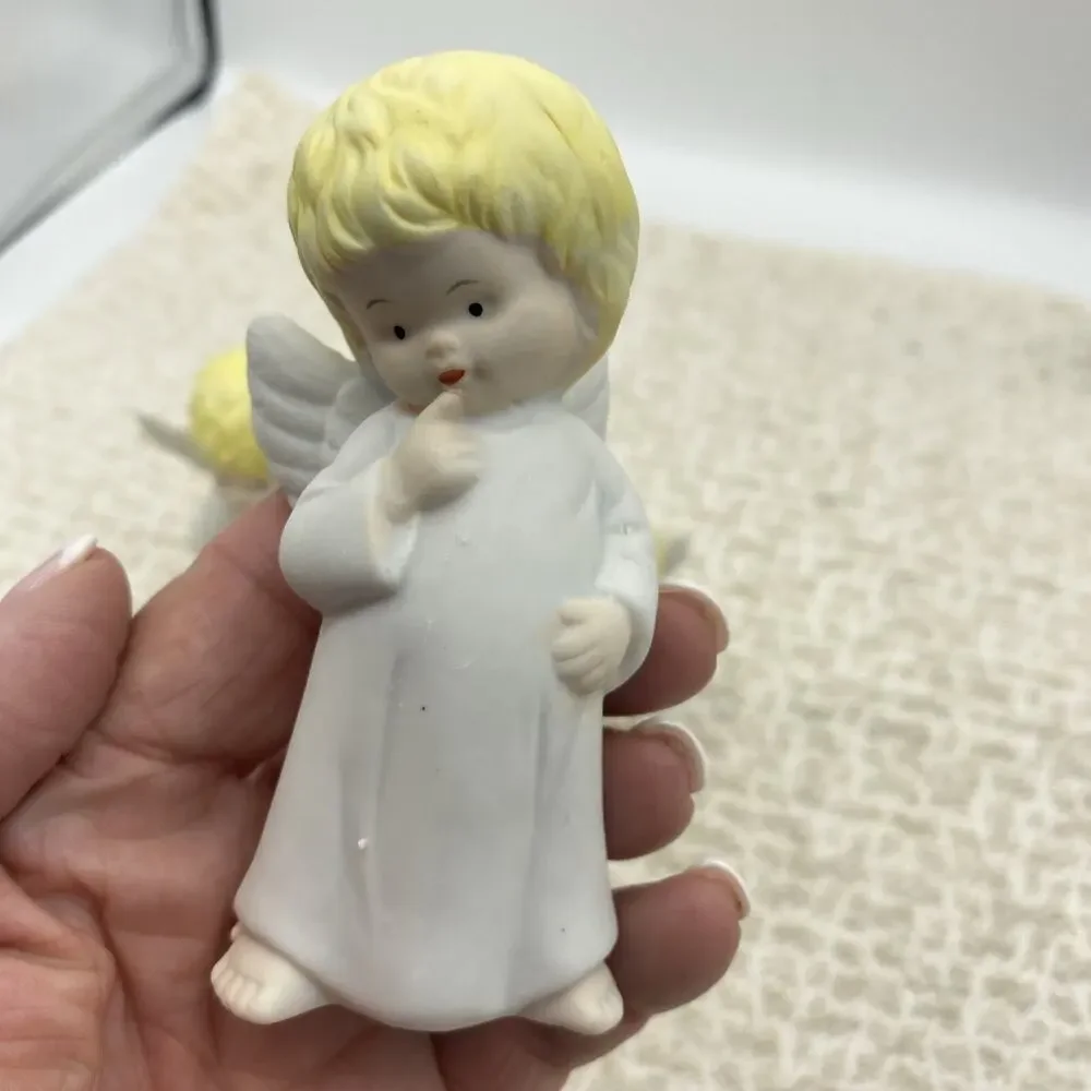 VINTAGE GROUP OF THREE BABY ANGELS, CERAMIC FIGURINES